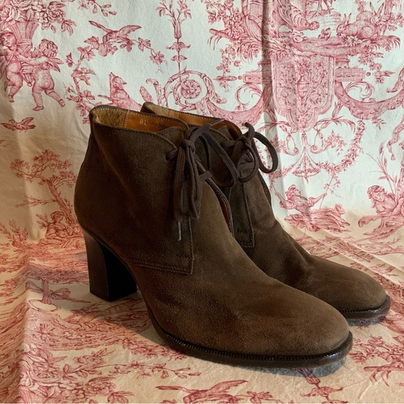 Ralph Lauren Collection purple label brown suede booties size 9 1/2 - Picture 3 of 13